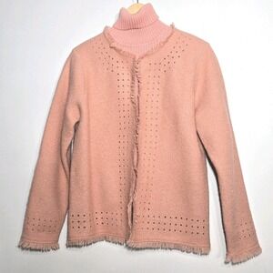 Susan Bristol Cardigan Vintage Women's Sz L Coral Wool 2 PC Classic Elegant 90's